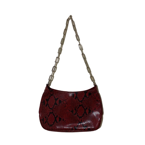 Y2K Red Snake Skin Baguette Bag - Picture 2 of 2